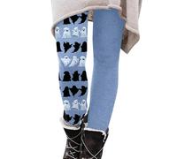 Halloween Leggings for Women Uk Pumpkin Ghost Skull Scary Print Pant Soft High Waisted Tummy Control Running Legging Casual Stretchy Yoga Pants Workout Sport Leggings for Halloween Fancy Dress