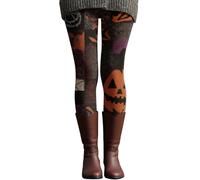 Halloween Leggings for Women UK, Thermal High Waisted Legging, Warm Winter Leggings for Curvy Women, Yoga Gym Tummy Control Pants Compression Ladies Legging