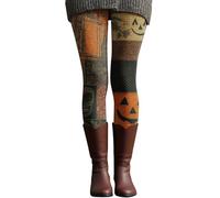 Halloween Leggings for Women UK, Thermal High Waisted Legging, Warm Winter Leggings for Curvy Women, Yoga Gym Tummy Control Pants Compression Ladies Legging