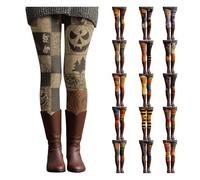 Halloween Leggings for Women UK, Thermal High Waisted Legging, Warm Winter Leggings for Curvy Women, Yoga Gym Tummy Control Pants Compression Ladies Legging