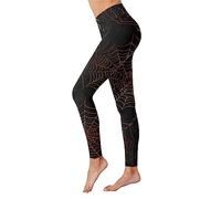 Halloween Leggings for Womens Bat Spider Print Tights Ankle Elastic Fancy Pant Running Sports Workout Smooth Printed Stretchy Legging Festival Essentials Trouser High Waist Yoga Gym Activities Black