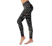 Halloween Leggings for Womens Bat Spider Print Tights Ankle Elastic Fancy Pant Running Sports Workout Smooth Printed Stretchy Legging Festival Essentials Trouser High Waist Yoga Gym Activities White