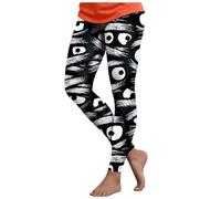 Halloween Leggings Women's Pumpkin Ghost Skull Scary Print High Elasticated Waistband Costume Leggings Ankle Elastic Tights Full Length Fancy Pant in Plus SizeStretchy Trousers for Running Gym Sport