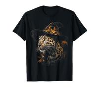 Halloween Leopard Portrait Witch Face Animal Halloween T-Shirt