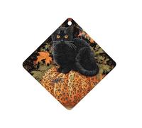 Halloween Leopard Pumpkin Cat Car Air Freshener Decorative Hanging Aromatherapy Tablets for Car Trucks Rhombus