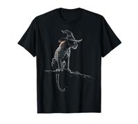 Halloween Leopard Witch Drawing Animal Print Halloween T-Shirt
