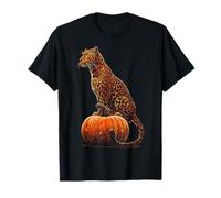 Halloween Leopard with Pumpkin Portrait Animal Halloween T-Shirt