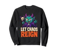 Halloween Let Chaos Reign Demon Horns Flames Cartoon Art Sweatshirt