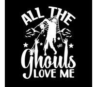 Halloween Lettering Quotes Printable Poster Tote Bag Mug Spooky Sayings All Ghouls Love me Lettering Stickers 38x50.6cm Multi Color Selection White