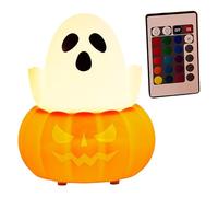 Halloween Light,Ghost Pumpkin Silicone Night Light - Cute Spooky Colorful Lighting for Holiday Desk Kitchen Fireplace Kids Mantle Farmhouse Bedroom Home House