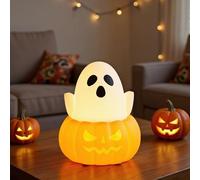 Halloween Light,Ghost Pumpkin Silicone Night Light for Kids - Cute Spooky Colorful Lighting for Holiday Desk Kitchen Fireplace Kids Mantle Farmhouse Bedroom Home House