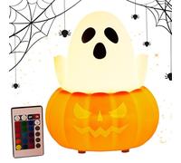 Halloween Light - Silicone Halloween Pumpkin Night Light, Spooky Cute LED Lighting Decorations for Fireplace Desk Kitchen Mantle Bedroom Room House Farmhouse