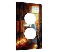 Halloween Light Switch Cover Plate/Outlet Covers, Orange Spooky Ghost for Festive Décor, Thermoplastic Wall Plates, Standard Size Single Duplex Outlet