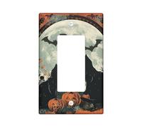 Halloween Light Switch Cover Plates/Outlet Covers, Full Moon with Black Cats for Wall Accents, Gothic Decor Thermoplastic Wall Plates, Standard Size Single Rocker