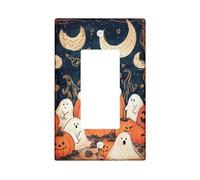 Halloween Light Switch Cover Plates/Outlet Covers, Rustic Night Pumpkin and Ghosts for Wall Accents, Decorative Wall Plates,Standard Size Single Rocker