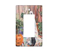 Halloween Light Switch Cover Plates/Outlet Covers, Spooky Ghost and Pumpkin for Autumn Decor, Thermoplastic Wall Plates, Standard Size Single Rocker