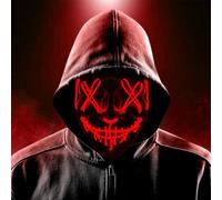 Halloween Light Up Mask, Scary Masks with 3 Lighting Modes, Rave Face Costume for Halloween Christmas Carnival Festival Cosplay Party K