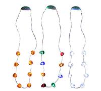 Halloween Light Up String Lights LED Necklace Party Suppliers, Glowing in The Dark Fun accessories Jack O Lantern, Skull, Cute Ghost Set of 3 for Bar Trick or Treating Parade Procession