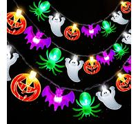 Halloween Lights 20FT 40 LED Pumpkin Bat Spider Ghost Halloween String Lights Battery Operated with Timer, 8 Light Mode Waterproof Indoor Outdoor