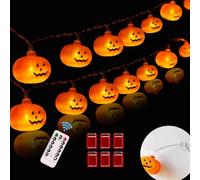 Halloween Lights,20FT 40 LEDs Holiday String Lights for Indoor Outdoor Decor,Battery Operated 8 Mode Waterproof Pumpkin String for Party Decorations