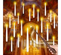 SOONEEDEAR Flameless Handheld Candles,Batteries Operated Taper Hanging candlesticks for Holiday Party Christmas Birthday Wedding Church Home Decor (New Version-with Wand Remote/Wires/Hooks)