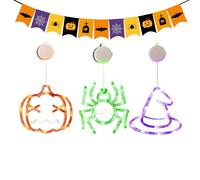 Halloween Lights Indoor, 3 Pieces Suction Cup Lights, Bright and Fun Lighting, Cute Pumpkin Decor for School Kitchen College Bedroom Window Living Room Classroom Dorm