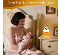 Halloween Lights Indoor - Ghost Pumpkin Silicone Night Light for Kids - Cute Led Decorations Spooky Colorful Lighting for Fireplace Holiday Home Bedroom House Mantle Kids Desk Room Farmhouse