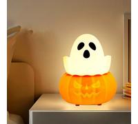 Halloween Lights Indoor, Ghost Pumpkin Silicone Night Light for Kids, Cute Spooky Colorful Lighting for Holiday Desk Kitchen Fireplace Kids Mantle Farmhouse Bedroom Home House