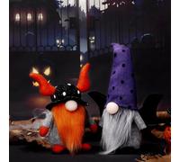 Halloween Lights Unique And Whimsical Halloween Bat Faceless Doll Dwarf Bull Christmas Figure Collectibles Tree (A, 20x8cm)