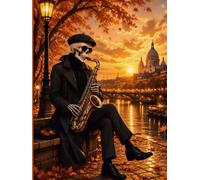 Halloween Lined Notebook - Back to School: Perfect for Note Taking, College, University, Work and Daily Writing | Dark Academia Aesthetic | Skeleton Saxophone Artwork | Gothic Fall Design
