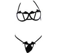 Halloween Lingerie Set for Women Spooky Bat Micro Bikini Sexy Cosplay Outfits Goth Devil Bra Panties Gothic Underwear Black