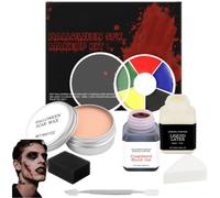 Halloween Liquid Latex SFX Makeup Kit for Fake Scar Wound Makeup | Complete SFX Set with Scar Wax,Btl Liquid Latex,Fake Blood,Face Paint Palette,Spatula Tool,2Pcs Sponge for Halloween Cosplay