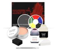 Halloween Liquid Latex SFX Makeup Kit,Special Effects Make Up for Cosplay | Zombie Vampire Fake Scar Makeup,Fake Blood +6 Color Bruise Palette +Scar Wax +Liquid Latex+ Spatula +Stipple Sponges