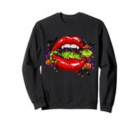 Halloween Lizard Vampire Lips Witch Hat Spooky Art Sweatshirt