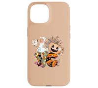 Halloween Love Retro Groovy Pumpkin Ghost Graphic Case for iPhone 15