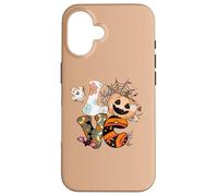 Halloween Love Retro Groovy Pumpkin Ghost Graphic Case for iPhone 16