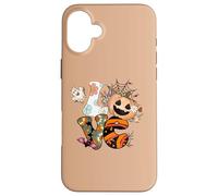Halloween Love Retro Groovy Pumpkin Ghost Graphic Case for iPhone 16 Plus