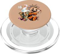 Halloween Love Retro Groovy Pumpkin Ghost Graphic PopSockets PopGrip for MagSafe