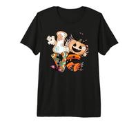 Halloween Love Retro Groovy Pumpkin Ghost Graphic Premium T-Shirt