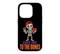 Halloween Love You To The Bones Skeleton Red Heart Cute Case for iPhone 14 Pro
