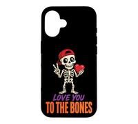 Halloween Love You To The Bones Skeleton Red Heart Cute Case for iPhone 16