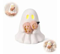 Halloween Luminous Ghost Figurine,3D Mini Ghost Night Light Figurine,Cute LED Halloween Decor,Handmade Glowing Ghosts&Pumpkin Figurines Lamp for Bookshelf Terrace Mantel Shelf & Tiered Tray Decor (C)