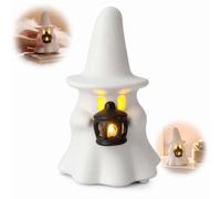 Halloween Luminous Ghost Figurine,3D Mini Ghost Night Light Figurine,Cute LED Halloween Decor,Handmade Glowing Ghosts&Pumpkin Figurines Lamp for Bookshelf Terrace Mantel Shelf & Tiered Tray Decor (A)