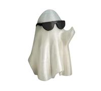Halloween Luminous Specter Resin Miniature Statue Dark Desktop Ornament Gothic Garden Display Unique Collectible Art (White, 10cm×5cm×5cm)
