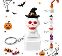 Halloween Luminous Voice Keychain,Rechargeable Clicker Fidget Toy | Squeaking Halloween Ghost/Pupmkin/Witch/Skull Keyboard Fidget Toy with Color Changing LED Light,Interactive Desk HolidayGifts