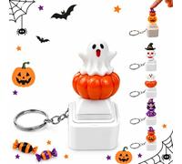 Halloween Luminous Voice Keychain,Rechargeable Clicker Fidget Toy | Squeaking Halloween Ghost/Pupmkin/Witch/Skull Keyboard Fidget Toy with Color Changing LED Light,Interactive Desk HolidayGifts