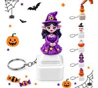 Halloween Luminous Voice Keychain,Rechargeable Clicker Fidget Toy | Squeaking Halloween Ghost/Pupmkin/Witch/Skull Keyboard Fidget Toy with Color Changing LED Light,Interactive Desk HolidayGifts