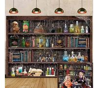 Halloween Mad Scientist Laboratory Backdrop 7X5FT Halloween Magic Bookshelf Creepy Skull Head Poison Apothecary Witch Kitchen Background Hallowmas Baby Shower Party Decorations