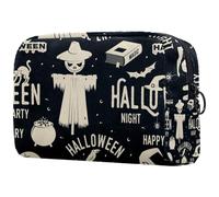 Halloween Magic Book Crow Grave Cosmetic Bag for Women, Travel Toiletries Bags Large Makeup Handy Pouch Organiser Bag with Zipper