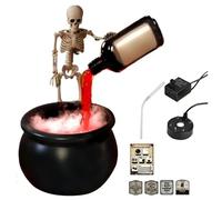 Halloween Magic Floating Potion Bottle, Ultrasonic Mist Maker Fogger With Black Witch Cauldron DIY Magic Floating Bottles Halloween Skeleton Splash Guard, Spooky Hocus Pocus Party Decor For Home Garde